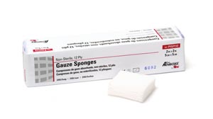 Sponge Gauze Woven Cotton 12-Ply 2 X 2 Inch Squa .. .  .  